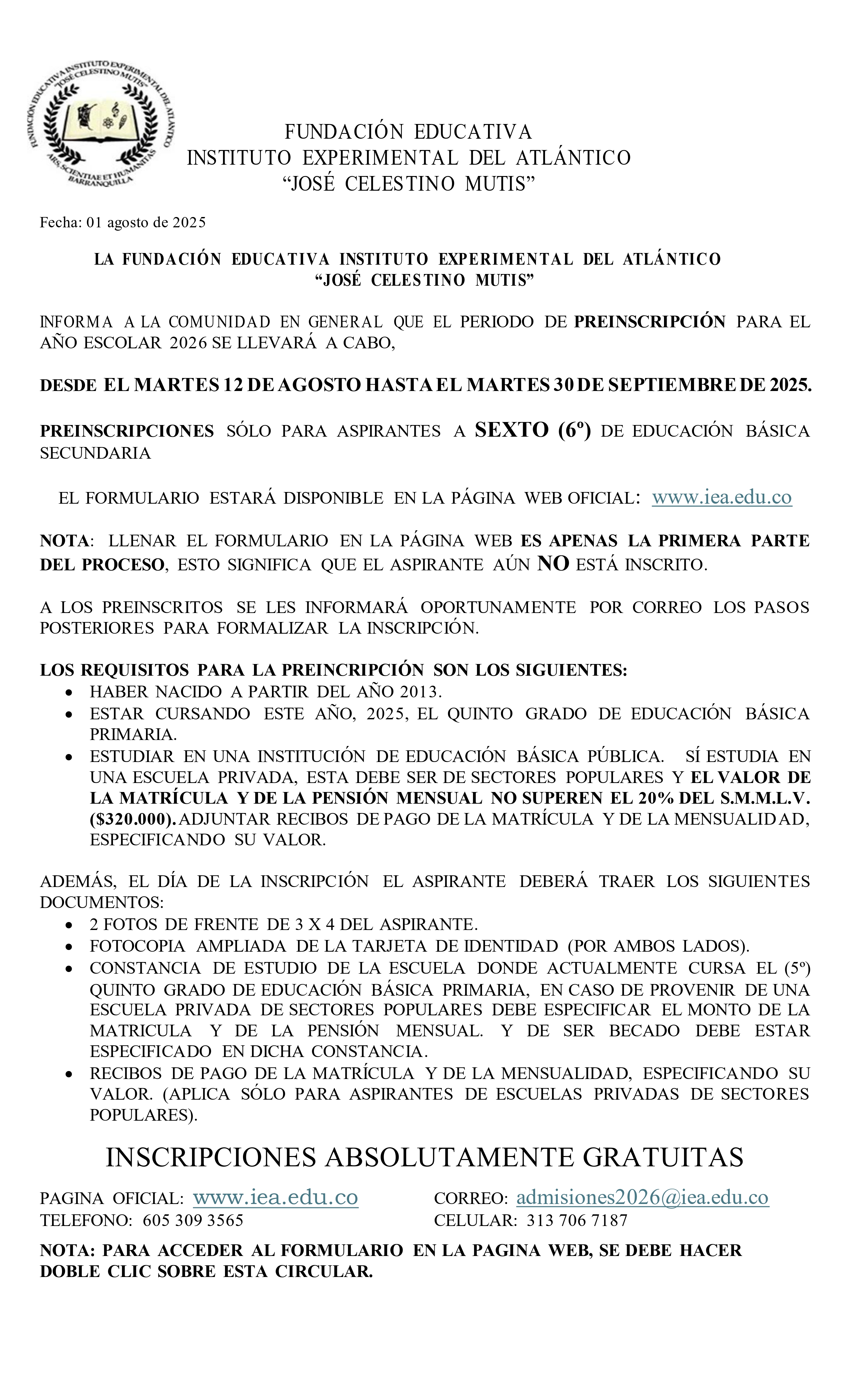 Informacion Preselecciones 2026